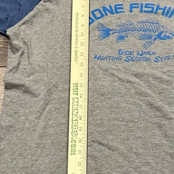 Men’s Gone Fishing Raglan T-shirt Gray And Blue Size Extra Large EUC - Picture 5 of 7